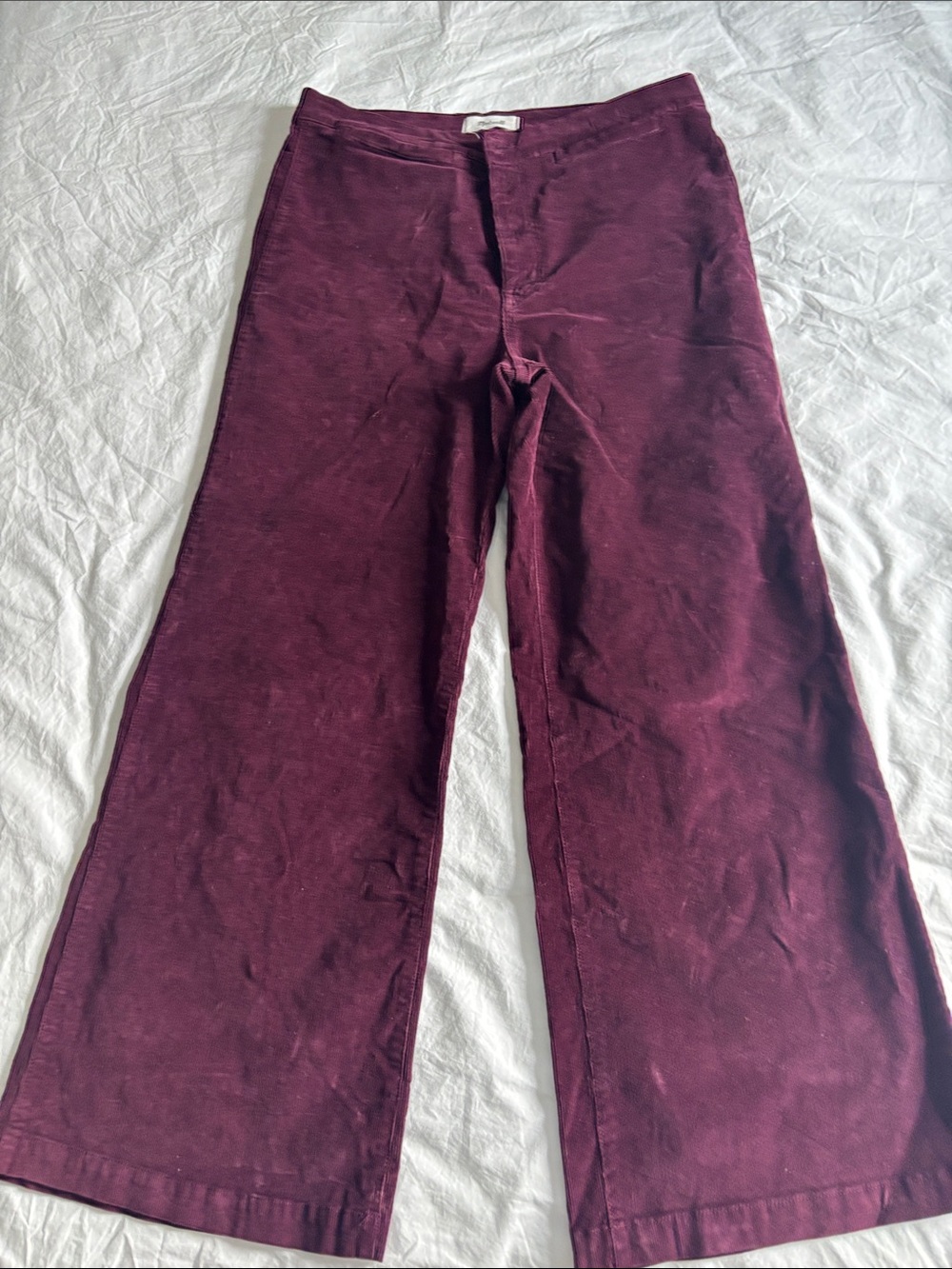 Madewell Wide Leg corduroy Pants in Burgundy 32